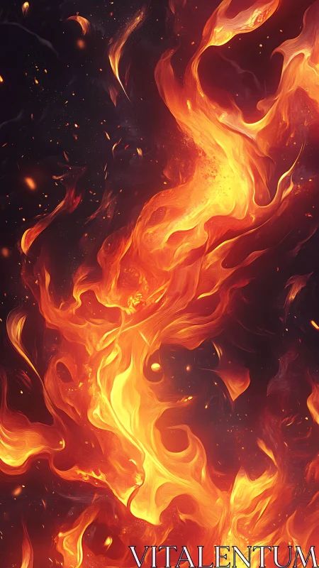 Dynamic flame composition with flowing orange and yellow gradients