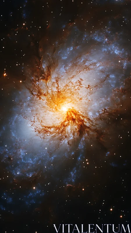 Stellar nebula core ignites with radiant orange ionized gas.