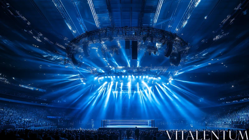 Spectacular Arena Show Under Brilliant Blue Light