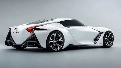 White concept sports coupe is rendered in three-quarter rear view