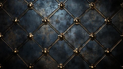 Midnight lattice of burnished brass and stormy leather.