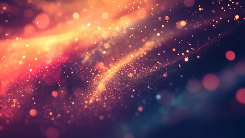 Radiant bokeh particles drift through a glowing cosmic haze