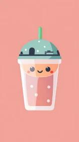 Cheerful pastel smoothie cup with tiny space-dome lid.