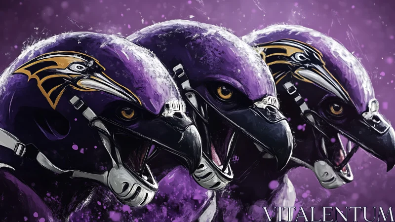 Triple raven helmets merge avian ferocity and gridiron power.