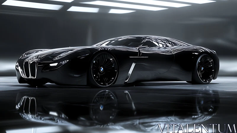 Black concept supercar showcases fluid lines and chrome accents.