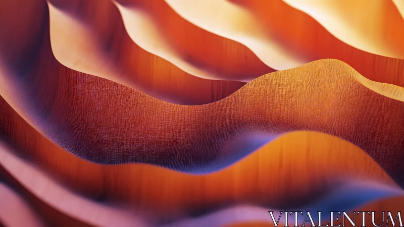 Layered undulating fabric surfaces with warm gradient illumination