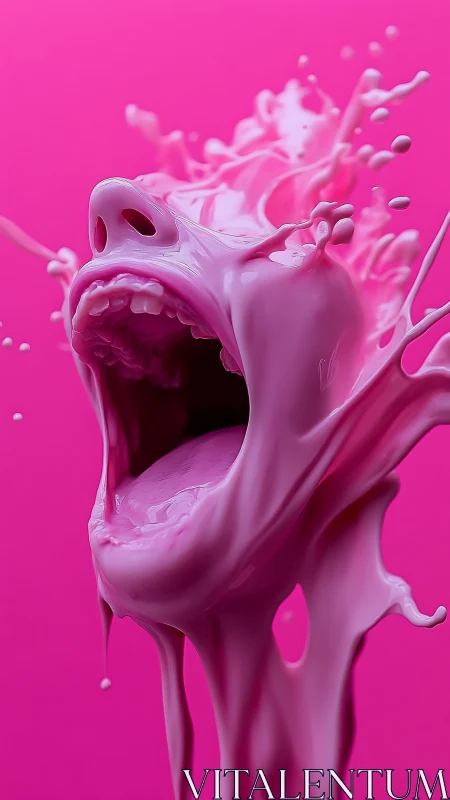 Screaming strawberry milk geyser splashes into candy void.