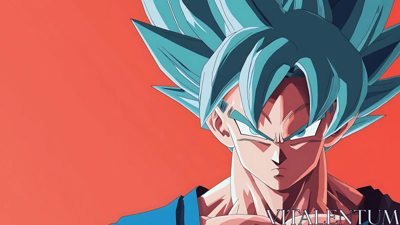 High-contrast cel-shaded anime warrior portrait on red ground