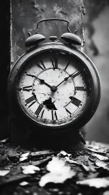 Weathered alarm clock holding quiet stories of time lost.