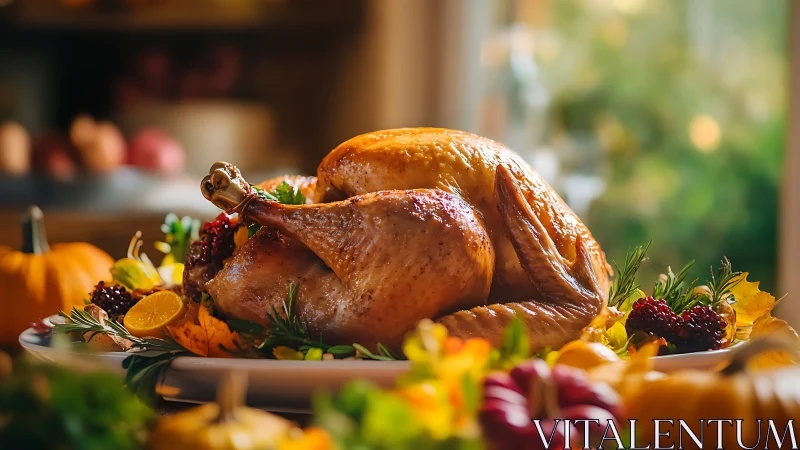 Golden Harvest Sentinel: Roasted Poultry Crowned With Autumn's Finest