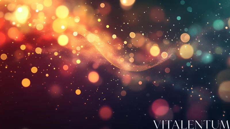 Ribbon of stardust lights drifting through bokeh night.