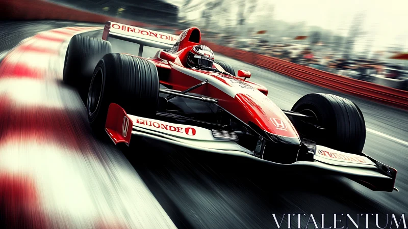 High-speed Formula race car apexing chicane with motion blur