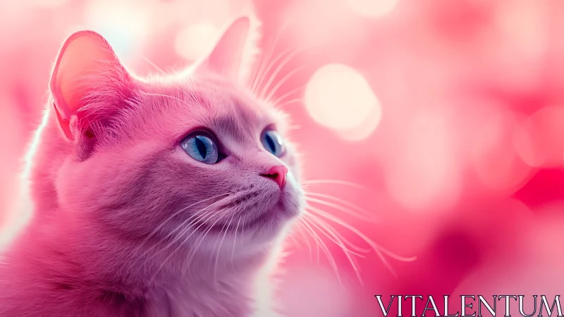 Luminous Feline Portrait in Magenta Bokeh.