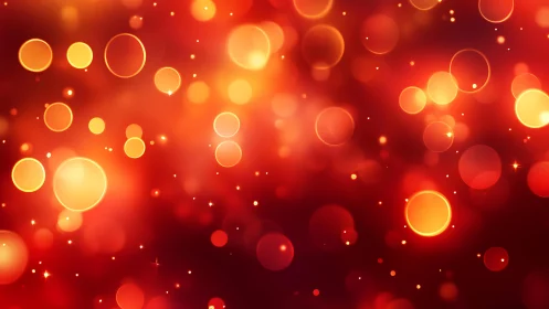 Warm glowing bokeh lights on a vibrant red abstract background.