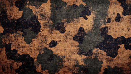 Weathered camouflage textile texture with distressed grain.