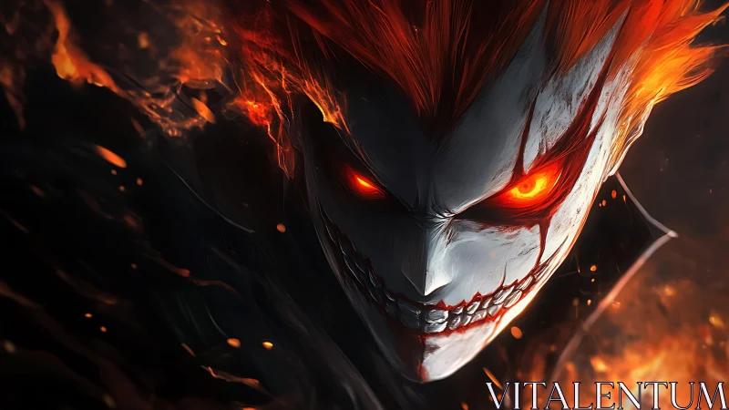 Fiery demonic skull-faced figure with glowing red eyes.