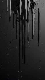 Glossy black paint gently drips down a deep charcoal wall