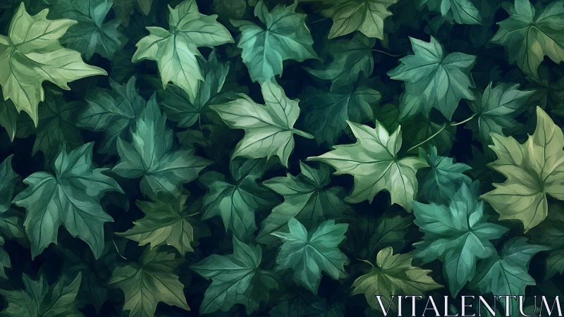 Gentle forest leaves drift together in a calm green hush