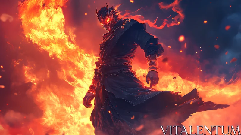 Infernal warrior strides through vortex of sculpted fire