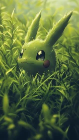 Digital painting of luminous forest creature in soft dawn light.