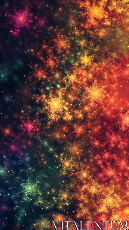 Multispectral nebular dust field with granular luminous clusters.