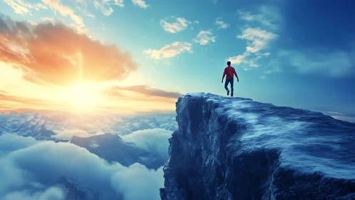 Clifftop dreamrunner greeting a blazing cotton-candy sunrise.