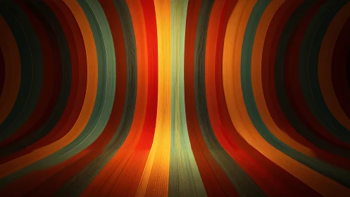 Vibrant Retro Striped Abstract Tunnel in Warm Tones.