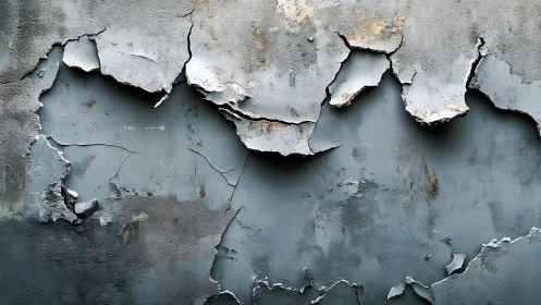 Weathered blue wall with peeling paint in urban decay style.