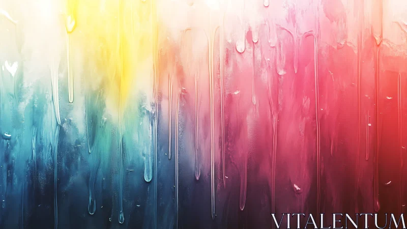 Vertical gradient drips in blended warm and cool hues.