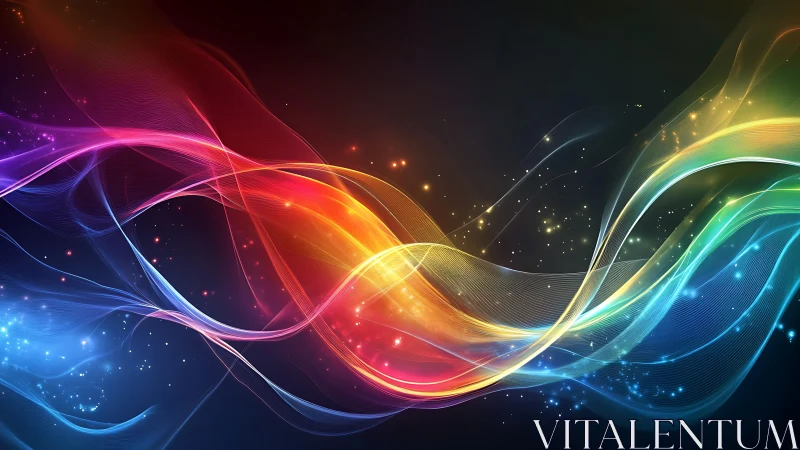 Radiant light waves swirl through a luminous cosmic spectrum.