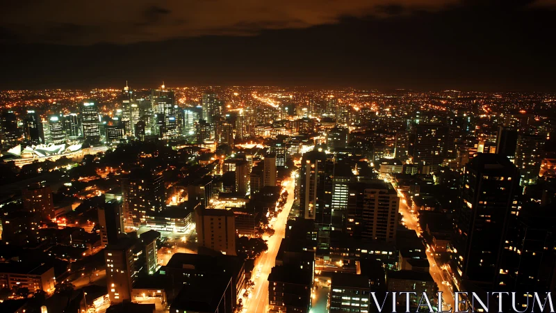 Molten-lantern metropolis glows beneath a restless night sky.