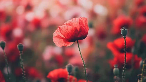 Solitary Papaver Specimen with Selective Focus Depth.