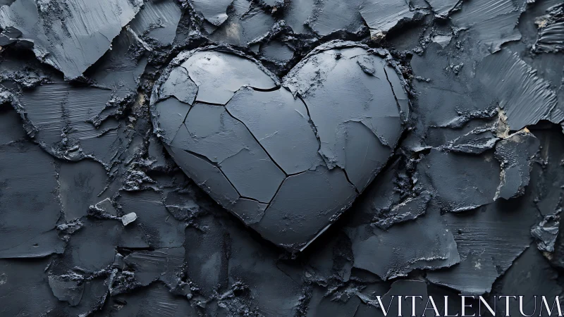 Cracked Heart Form: Textured Surface Sculptural Study.