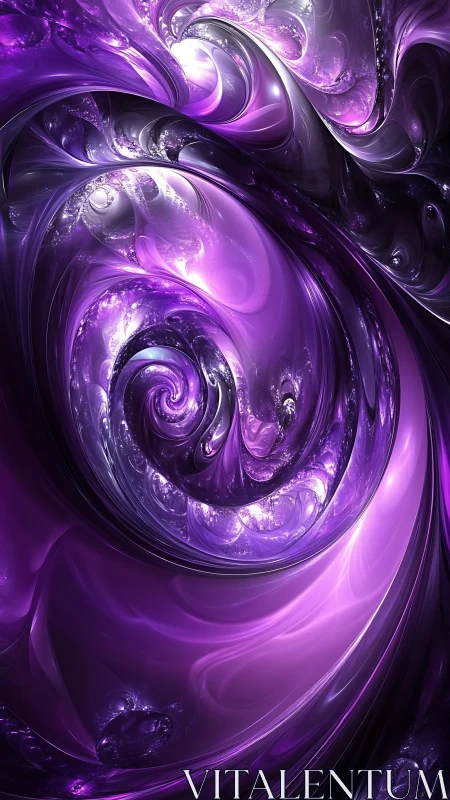 Violet fractal vortex with luminous swirling glass forms.