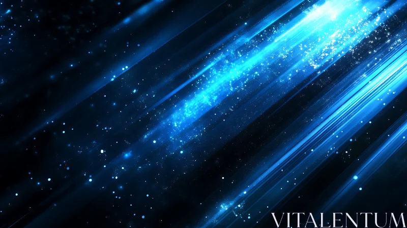 Glowing blue starlight streaks drifting through a quiet night sky.