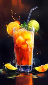 Vibrant Citrus Cocktail with Dynamic Splash Effect.
