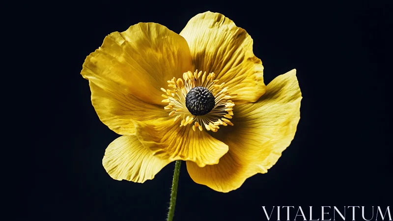 Molten Poppy Unfurls Against Obsidian Void.