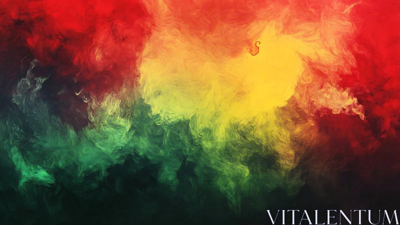 Glowing clouds of red, yellow and green color in motion.