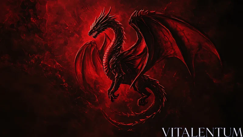 Crimson storm dragon coils through embers like living fire