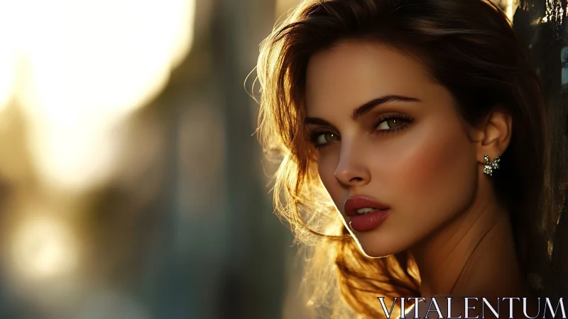 Close-up portrait of woman in warm sunset light.