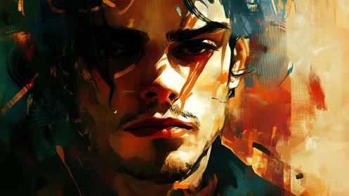 Expressive male portrait rendered with dynamic brushwork and chiaroscuro