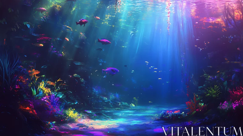 Spectral reef illumination in high-saturation digital seascape.