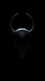 Midnight horned specter condenses from polished liquid shadow