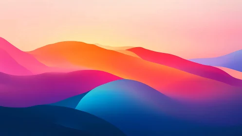 Chromatic gradient dunes form layered abstract sunrise landscape