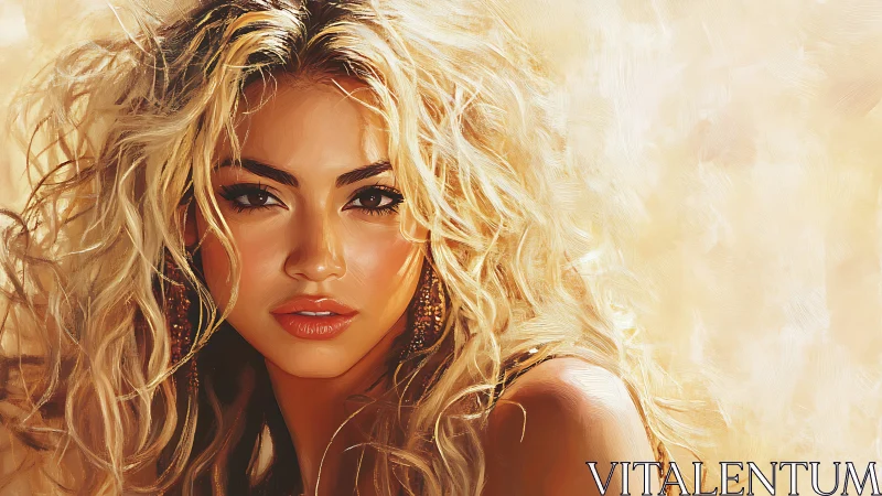 Portrait of blonde woman against soft abstract background.