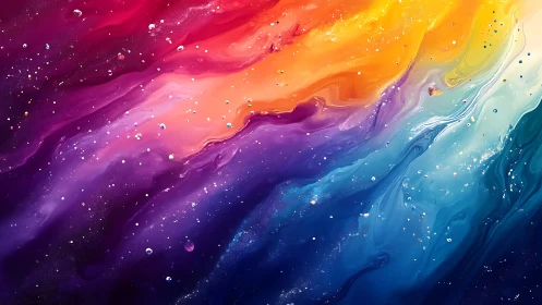 Multicolored liquid gradients with suspended droplets viewed.