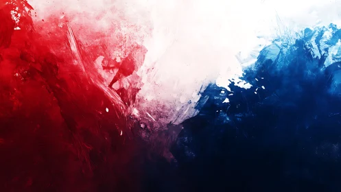 Dynamic tricolor abstraction merges gestural red, white, blue fields