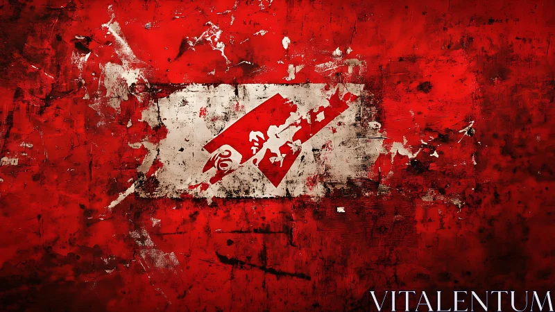 Distressed red and white diver down flag in abstract grunge style.