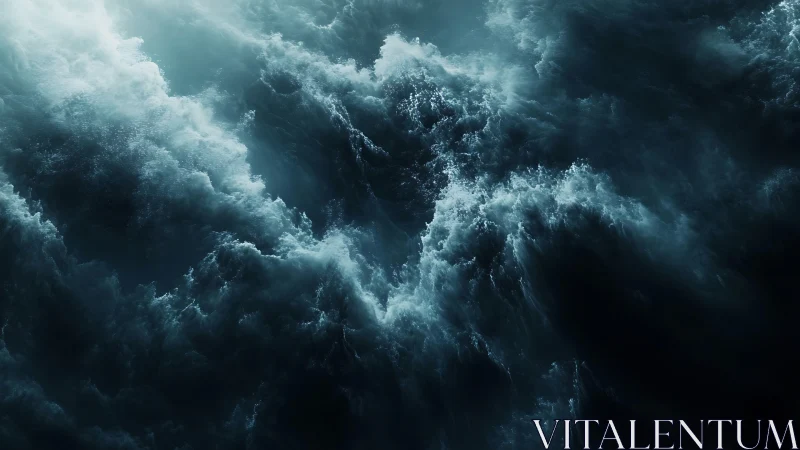 Dense dark ocean waves under diffuse overhead lighting.