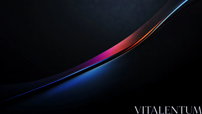 Curved neon gradient arc sweeps across deep black digital field